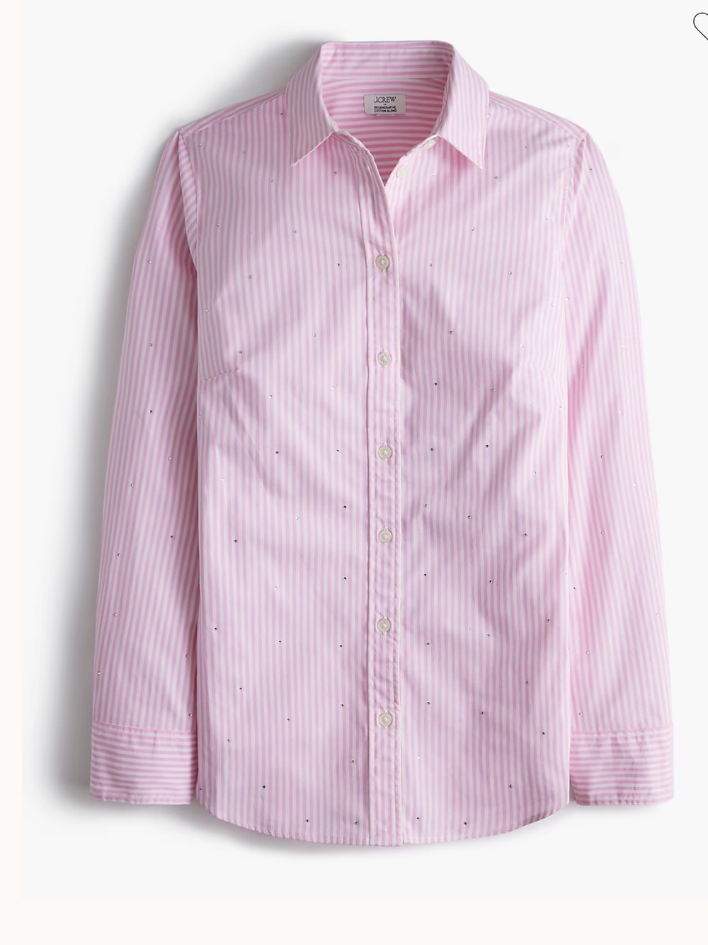 J. Crew Light Pink Striped Button-Up Shirt with Jeweled Embellishments CP972 S